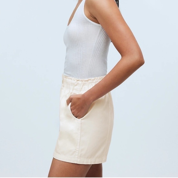 Madewell Pull-On Paperbag Shorts Garment-Dyed  Antique Cream size 27 NWT NO728 - Picture 4 of 12